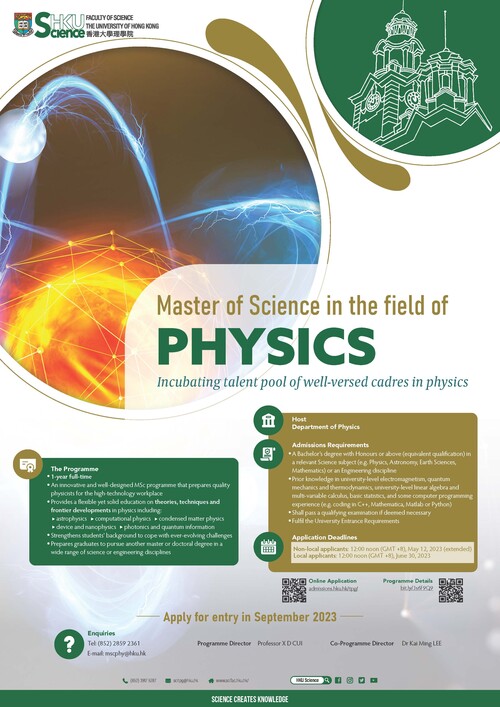 Master of Science in the field of Physics poster